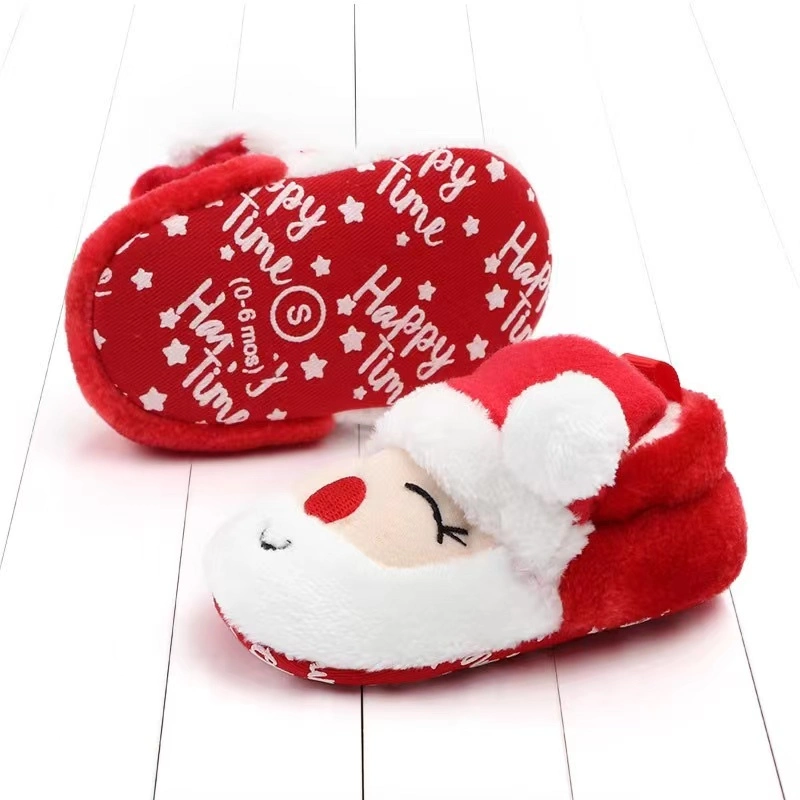 Christmas Santa Thick Sock Shoes Newborn Girls Cotton Walkers Winter Baby Socks