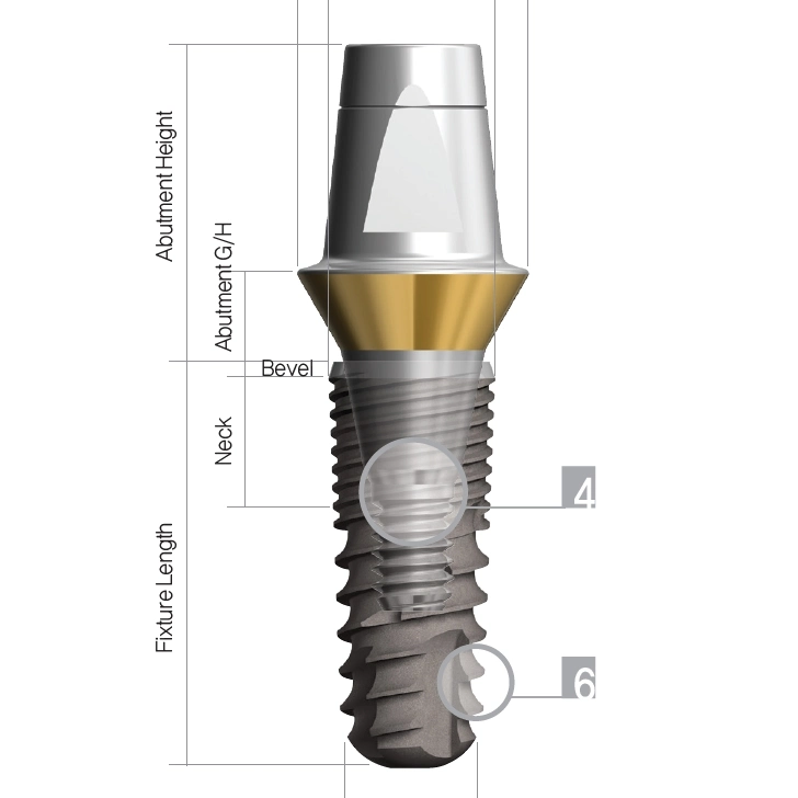 3,4Mm 3,8Mm Bocal regulares de Implantes Dentários fornece comutação de plataforma estabilidade primária