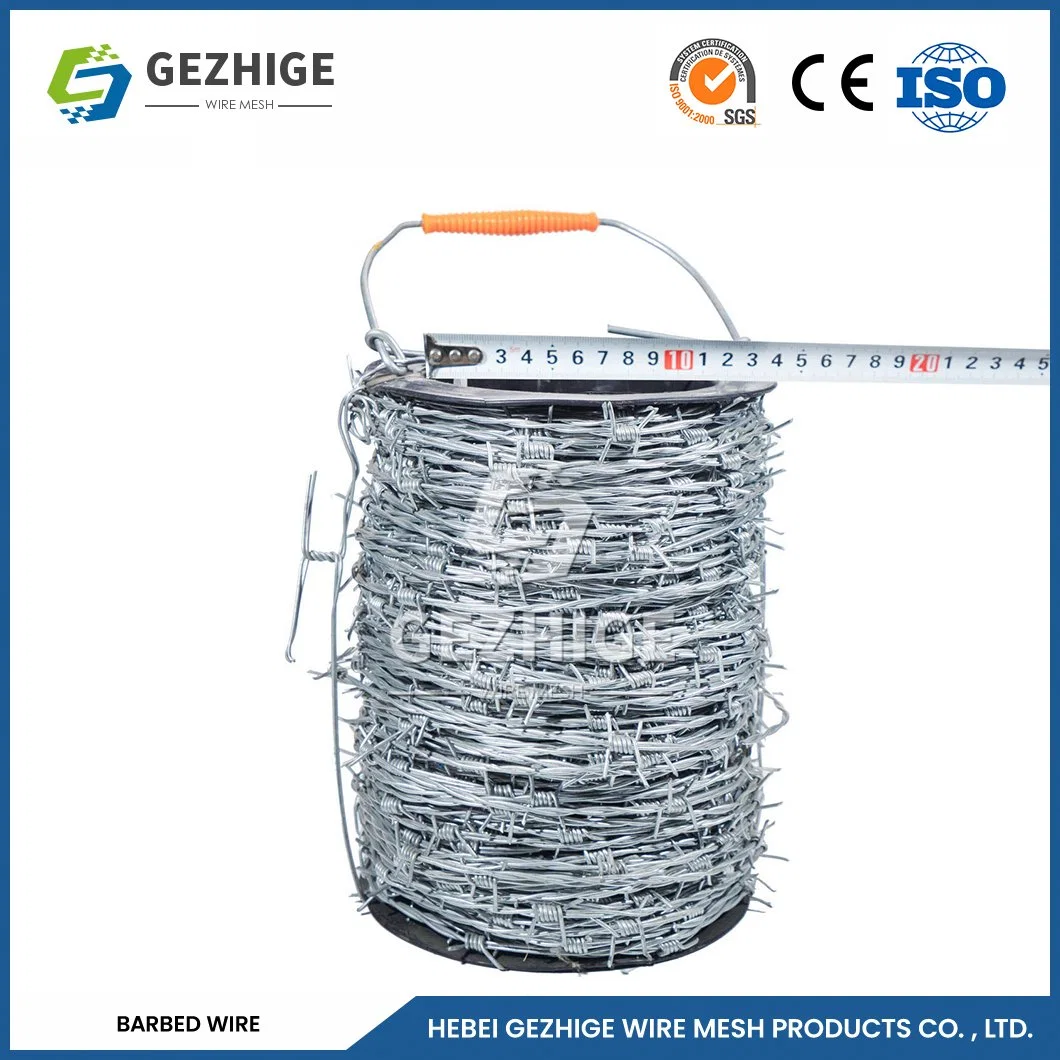 Gezhige 200m Barbed Wire Manufacturers 21mm Bard Width Single Loop Razor Barbed Wire China 10.4569 Thorn Distance 12X12 Gauge Barbed Wire