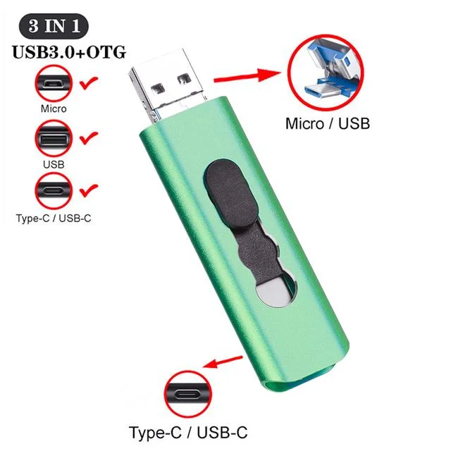 3 in 1 Extreme Type-C 256GB 128GB 64GB Dual OTG USB Flash Drive 32GB Pen Drive USB Stick Micro USB Flash Type C 16GB