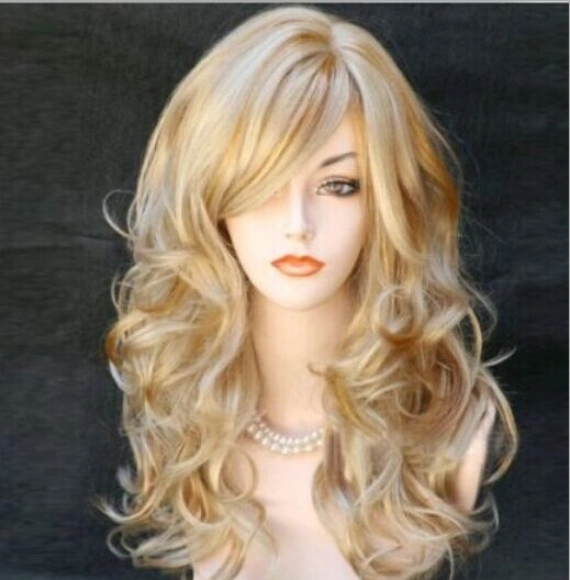 Top Quality Synthetic Hair Blond Long Wavy Hair