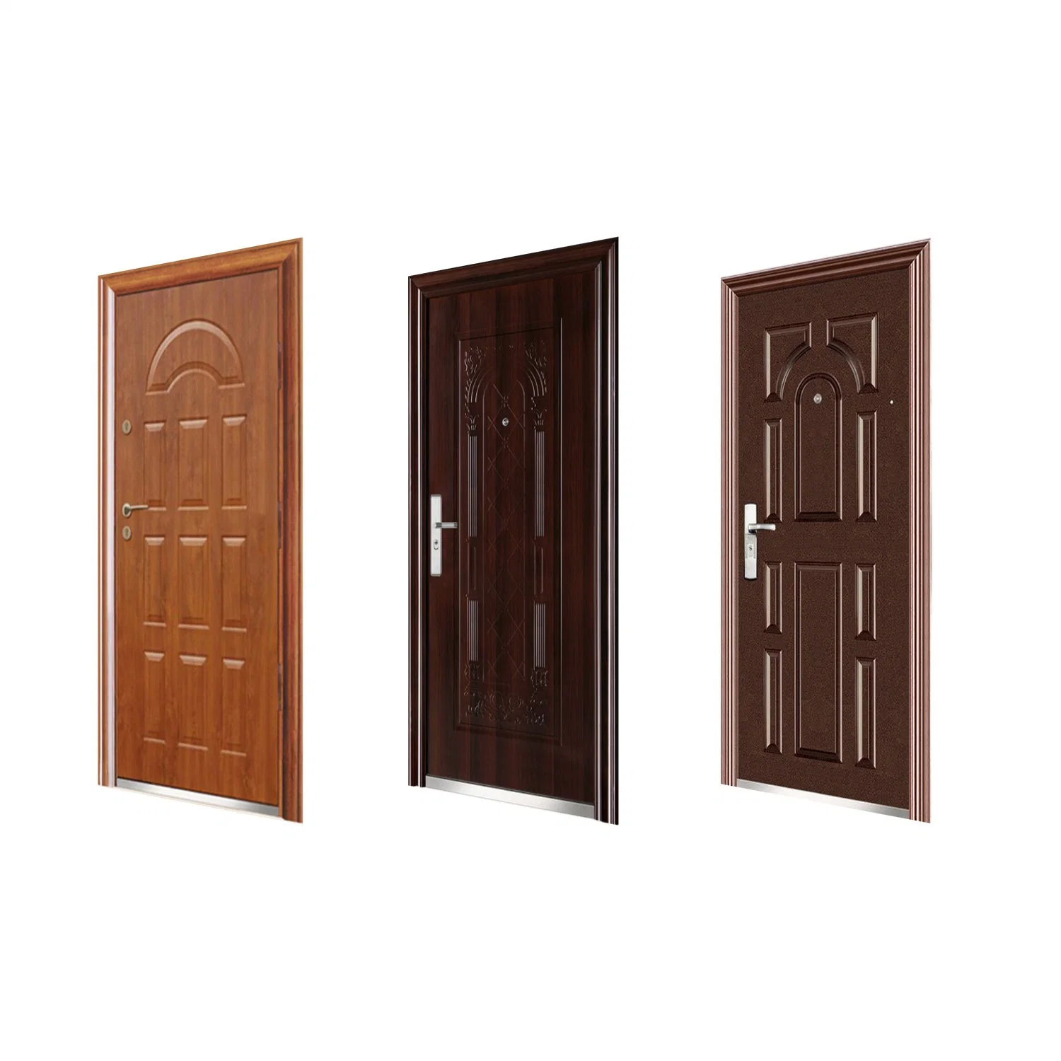 Iron Door Metal Security Steel Wooden Armored Door for Home Gate