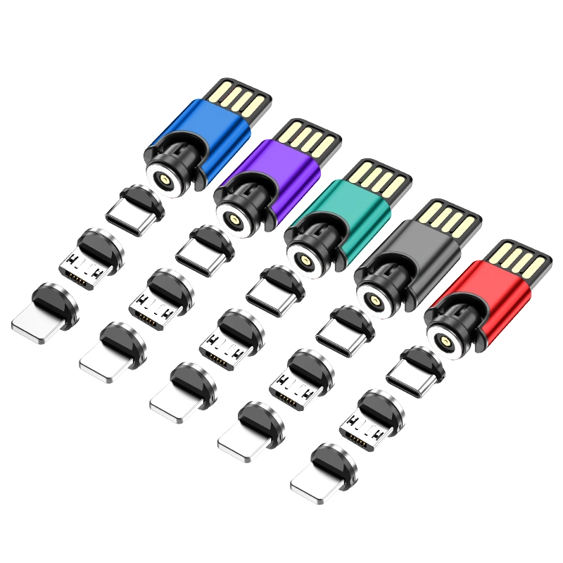 Mini Magnetic 540 Grad frei drehbares Ladegerät Multifunktionaler USB-Anschluss 2 in 1 in L-Form und gerade Verwendung