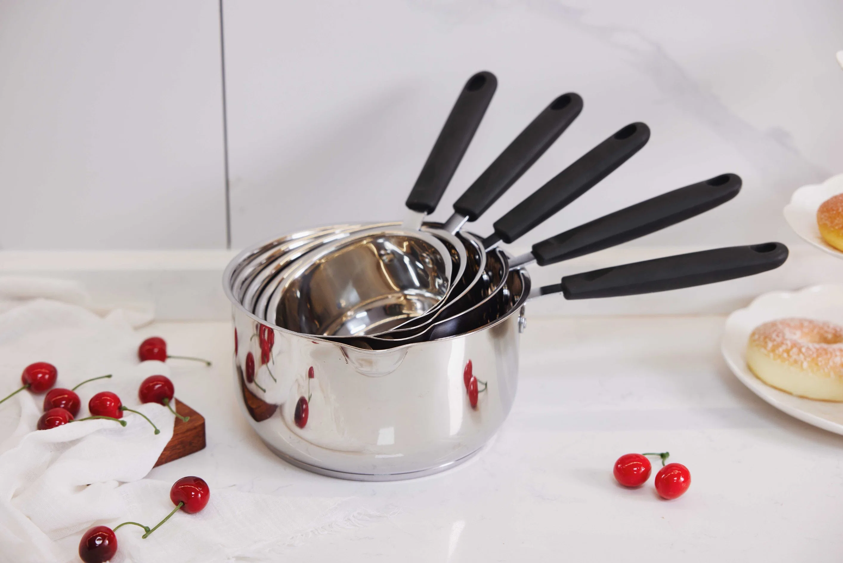 Fabricante Utensilios de Cocina Ware con Bakelite manijas ACERO inoxidable 5pcs Cacerola Cookware