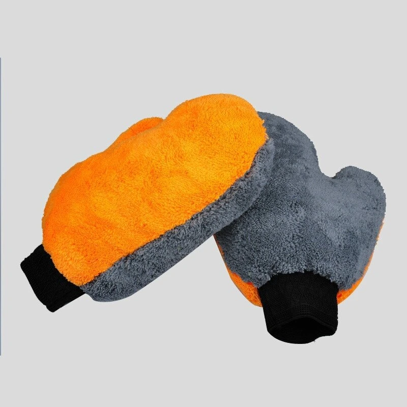 Custom Made Machine Washable Microfiber Plush Coral Fleece Fabric Cleaning Premium Scratch-Free Car Wash Mitt Car Wash Gloves