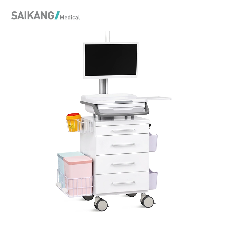 Skr-R01 Saikang Mobile Workstation Computer Trolley Hospital Medical Information Computer Cart with Drawer