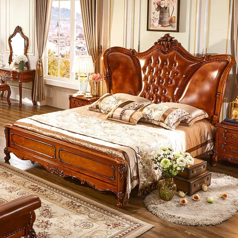 Decoração Home moderna chinesa móveis de madeira cama King para casa E Hotel Quarto Set