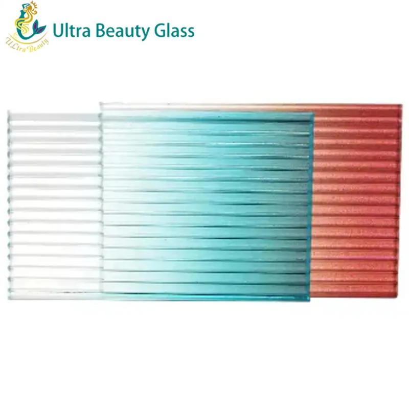 6+6mm Ribbed Gradient Moru Glass Colorful PVB Laminated Tempered Wavy Patterned Glass