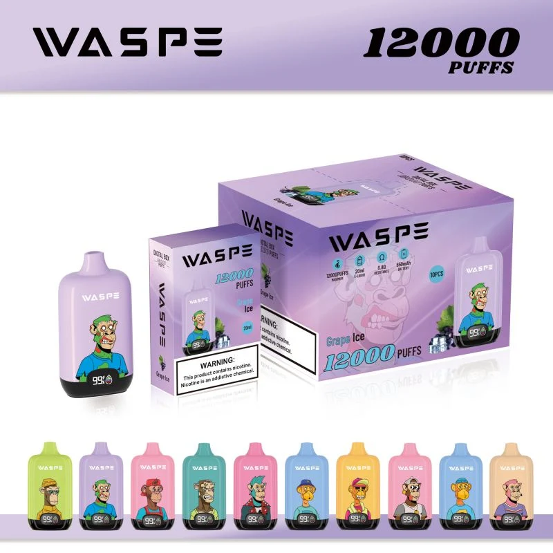 Original Waspe 12000puffs Disposable/Chargeable Vape Big Puffs Bar 20ml Liquid vape with LCD Display