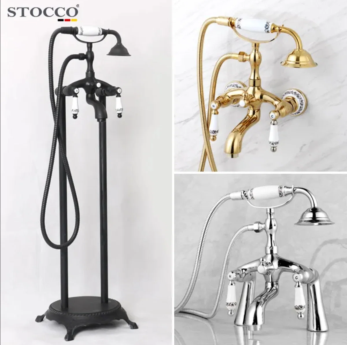 Floor Stand Bathtub Faucets with Hand Shower Floor Standing Bath Tub Faucet Hot Cold Water Mixer Tap