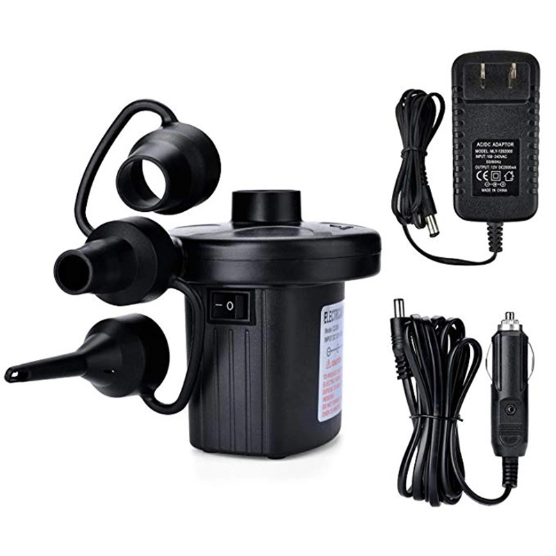 Portable Electric Air Pump, Quick-Fill Air Pump with 3 Nozzles, 110V AC/12V DC, Perfect Inflator/ Deflator Wbb13231