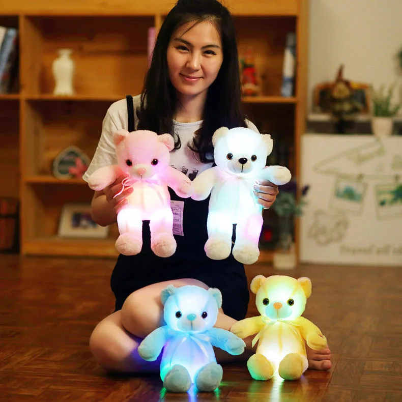 Wholesale/Supplier Classic Luminous Teddy Bear LED Light Plush Pillow Cushion Toys for Children Stuffed Animal Doll Christmas Gift