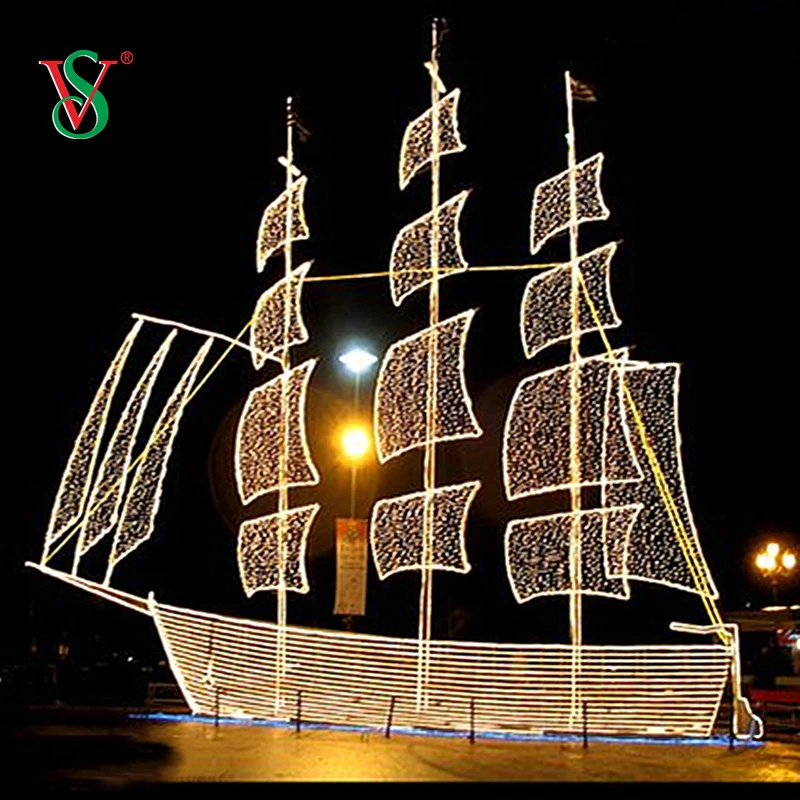 LED 3D Ship Boat Vessel Bus Train Car Motif Light for Outdoor Christmas Festival Decoration