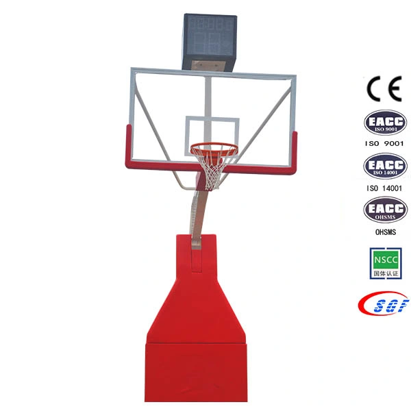 Base Plegable Hidráulica Eléctrica del Soporte del Baloncesto con el Tablero Trasero del Vidrio Tempered