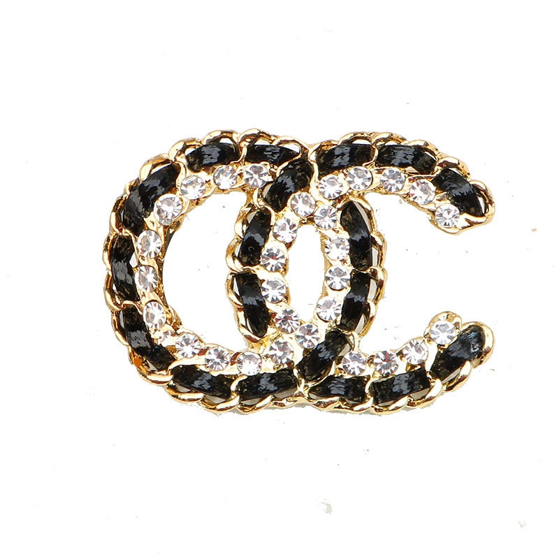 Designer Charms Factory Wholesale Fashion Pin Brooch Ladies Luxury Round Rhinestone Letter Brooch