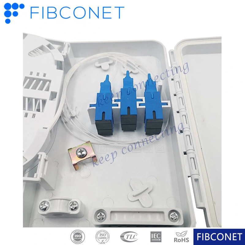 FTTH IP65 Waterproof 2 Cores 1*2 PLC Splitter Fiber Optic Plastic Distribution Box