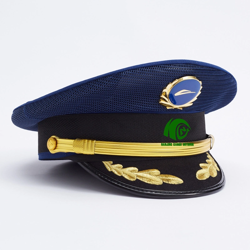 Kango Custom noir amovible Capitaine Officier militaire chapeaux uniforme Casquette pilote