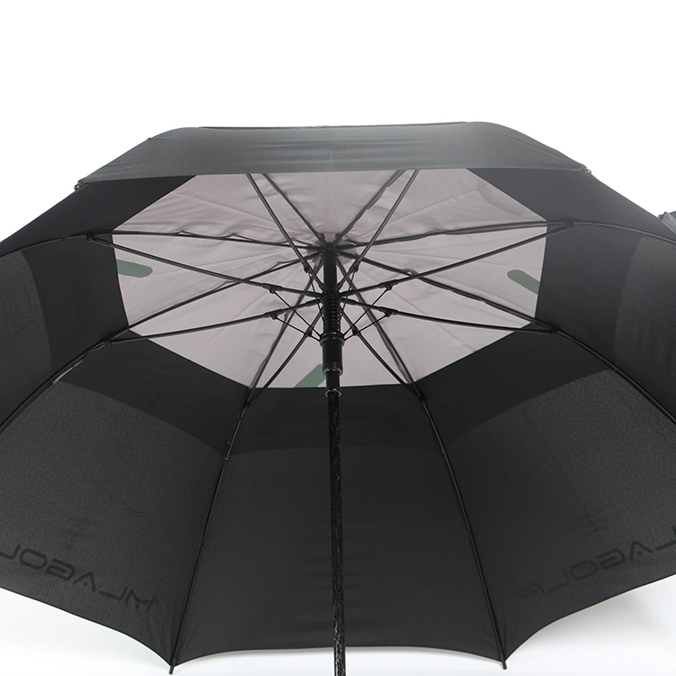 Anti UV Advertising Promotion Beach Windproof Double Vent Layers Black Auto Open Rain Sun Golf Umbrellas for Outdoor