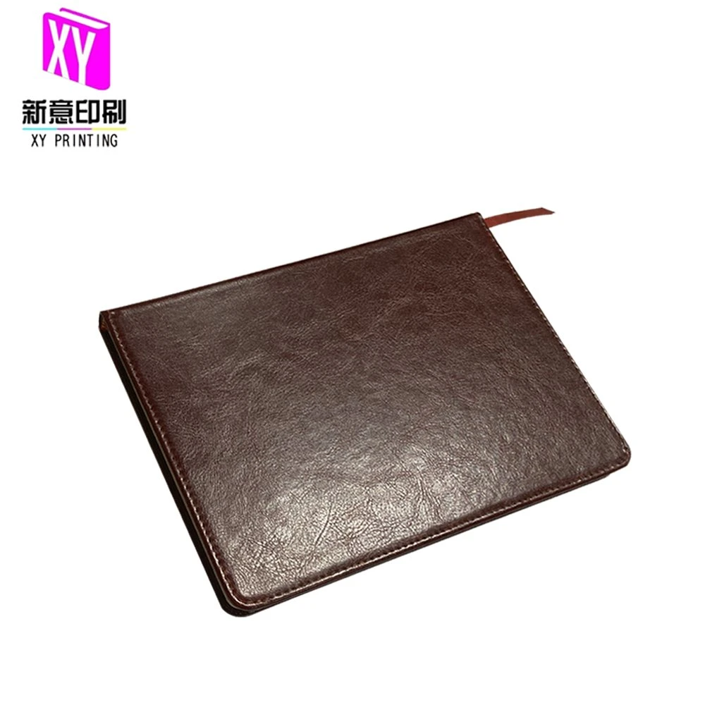 Traditional Custom Logo Notebook Planner Workbook Practice Book PU Leather Cover Brown Notebook Printing