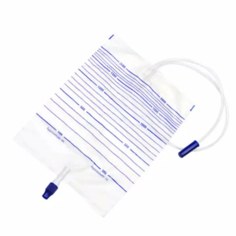 Disposable Medical 2000ml Adult Urine Collection Bag with T Valve