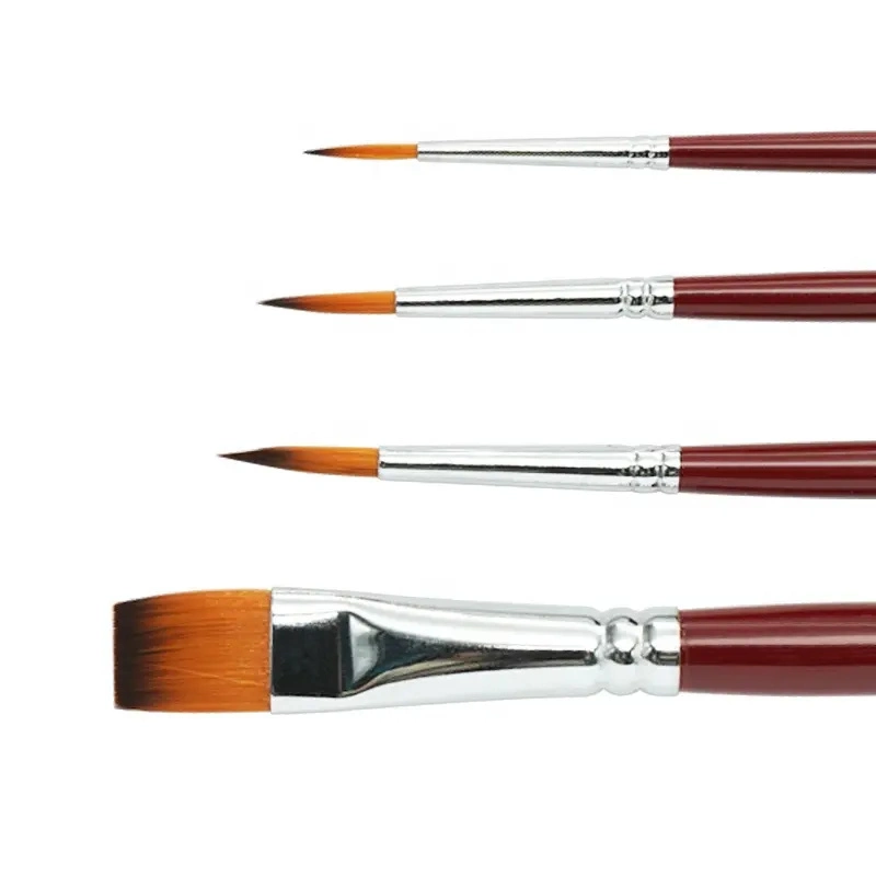 Classic Double Color Nylon Hair Short Wooden Handle Oil Acrylic Painting Artist Brush Set