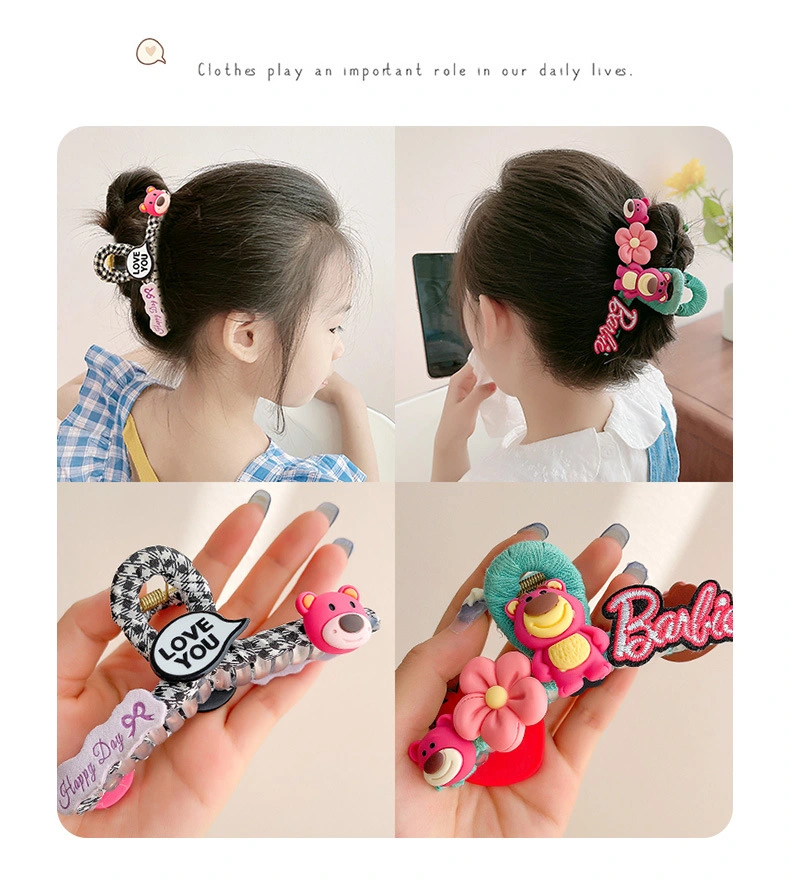 2021 New Style Hot Sell Fruits Panda Cute Children Kids Big Size Plastic Hair Clips Claw for Girs Gift