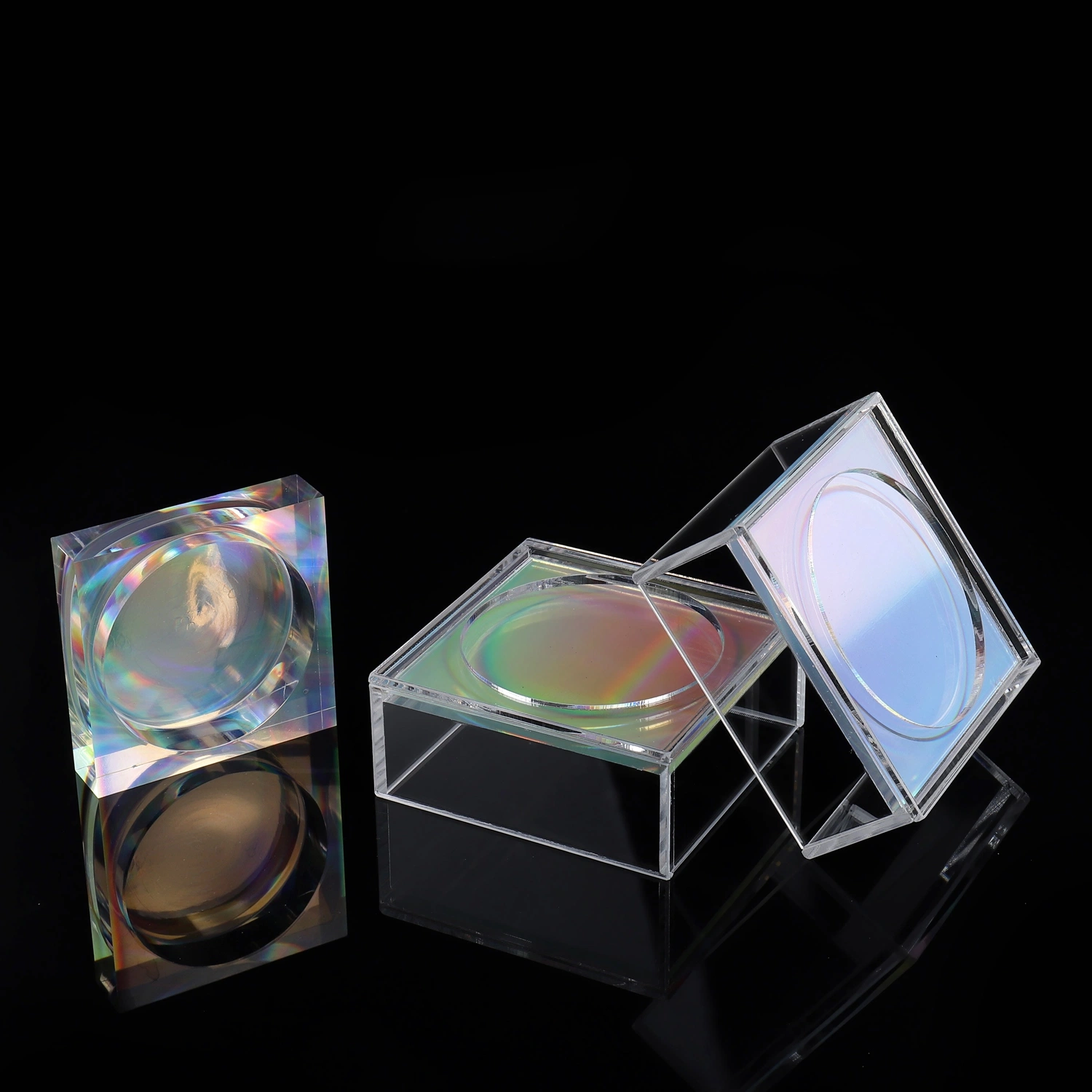 Boîtier de base en acrylique transparent et carré écologique OEM pour Salon des bijoux