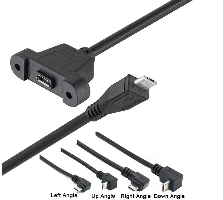 Screw Panel Mount Micro USB Data Extension Cable Data Sync Cable