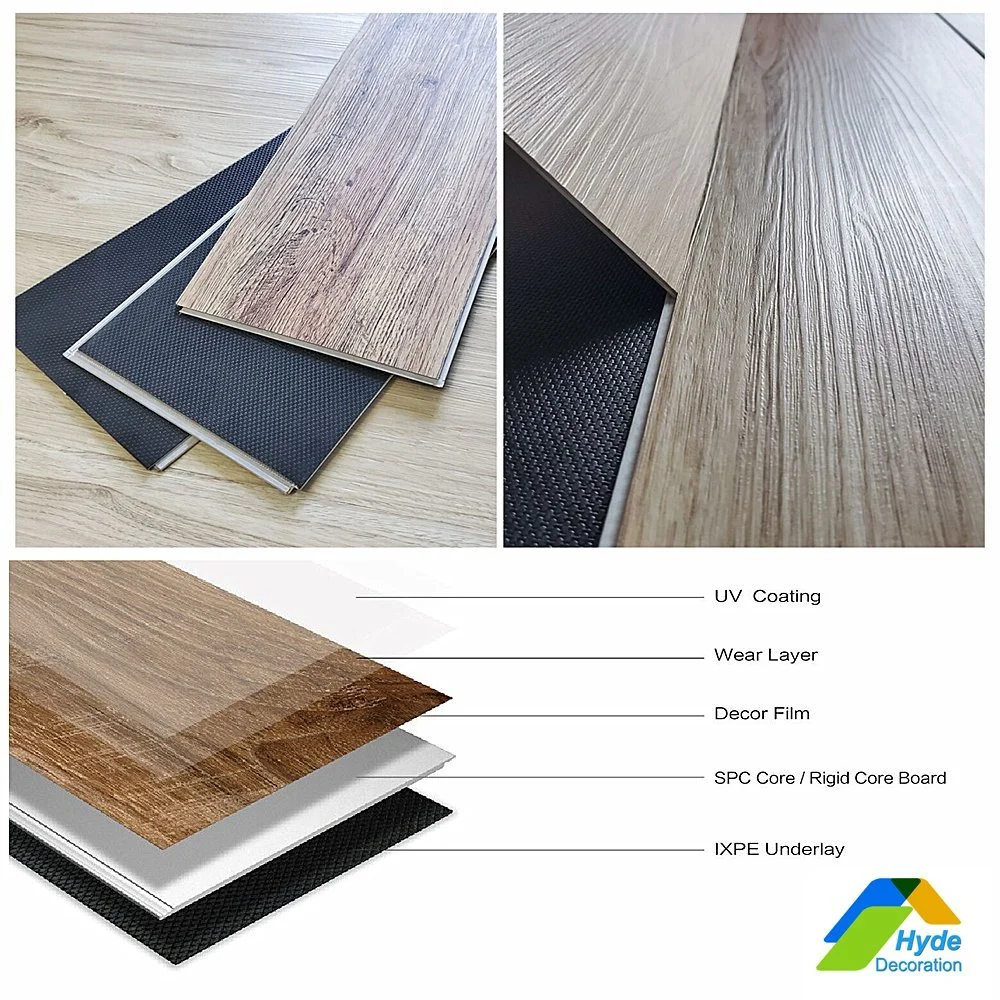 China Factory Spc Laminated Wood Click Vinyl Plank PVC Plastic Interlocking Inoor Floor Tile