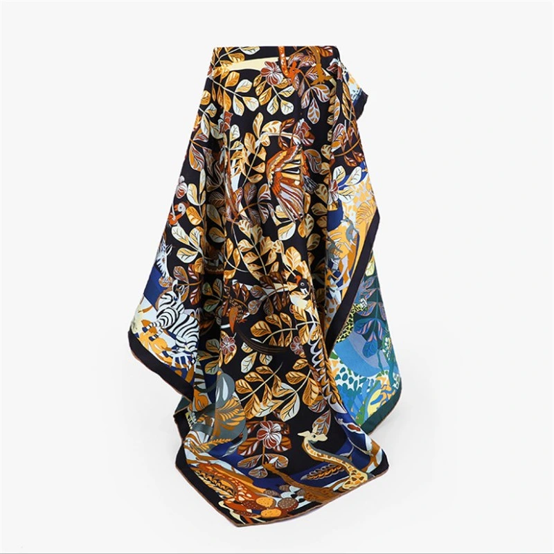 Custom Brand Design Digital Printing Silk Scarf 16mm 100% Silk Designed for Women