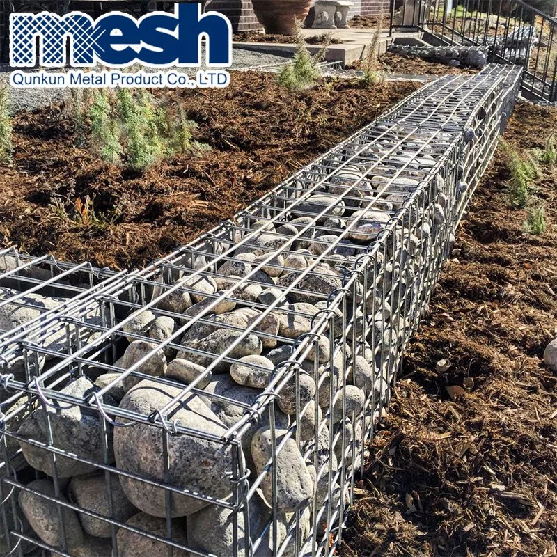 Welded Gabion Retaining Wall with Fence on Top Welded Gabion Wall