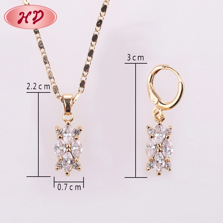 Fashion Hengdian Costume Wholesale/Supplier Imitation Gold Plated Earring Sets Pendant Necklace Jewelry