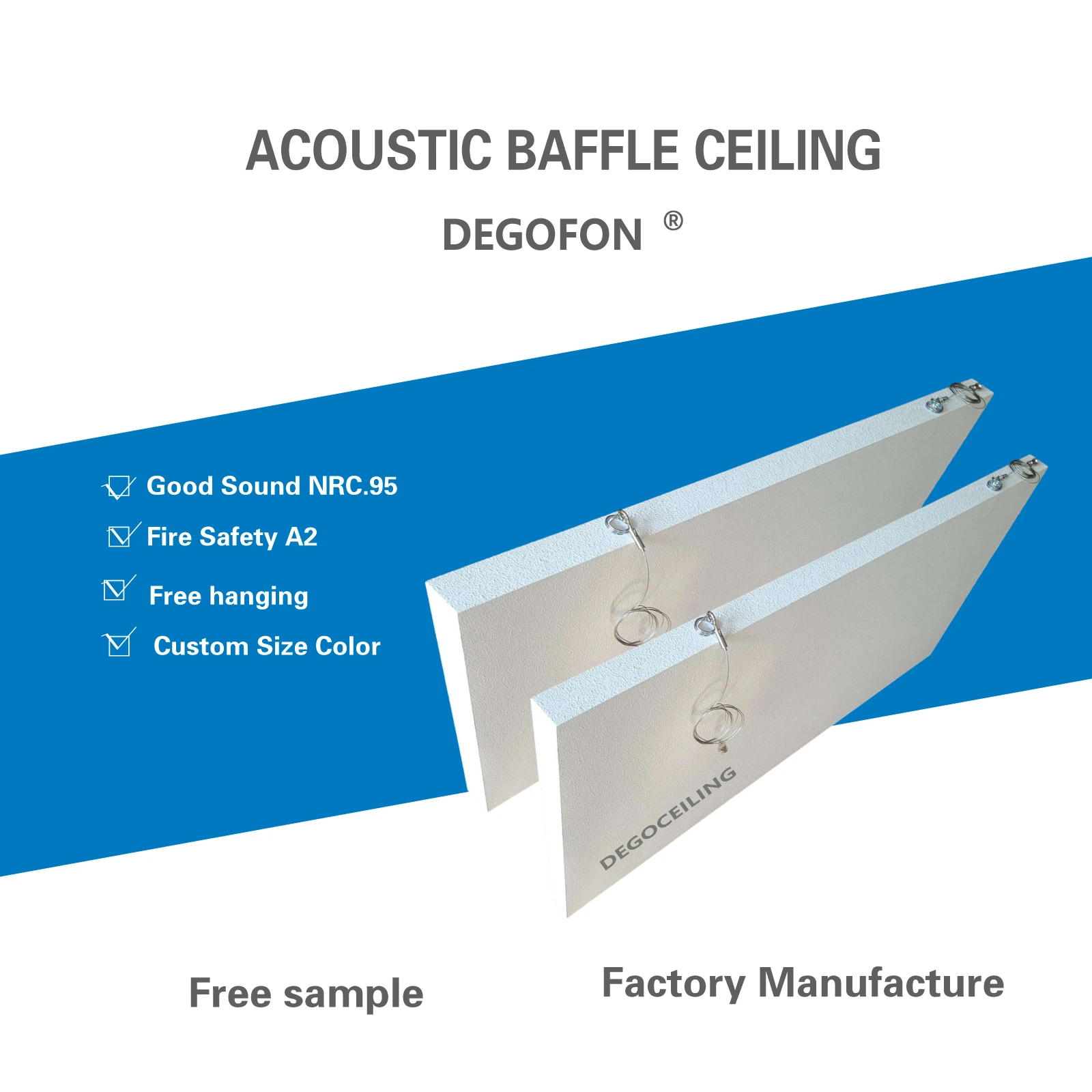 Interior Suspended Baffles Ceiling Glass Wool Acoustic Panles Factory Direct