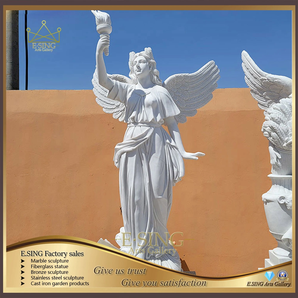 Western Famous Goddess Angel Statue Life Size Winged Victory of Samothrace Marble Statue