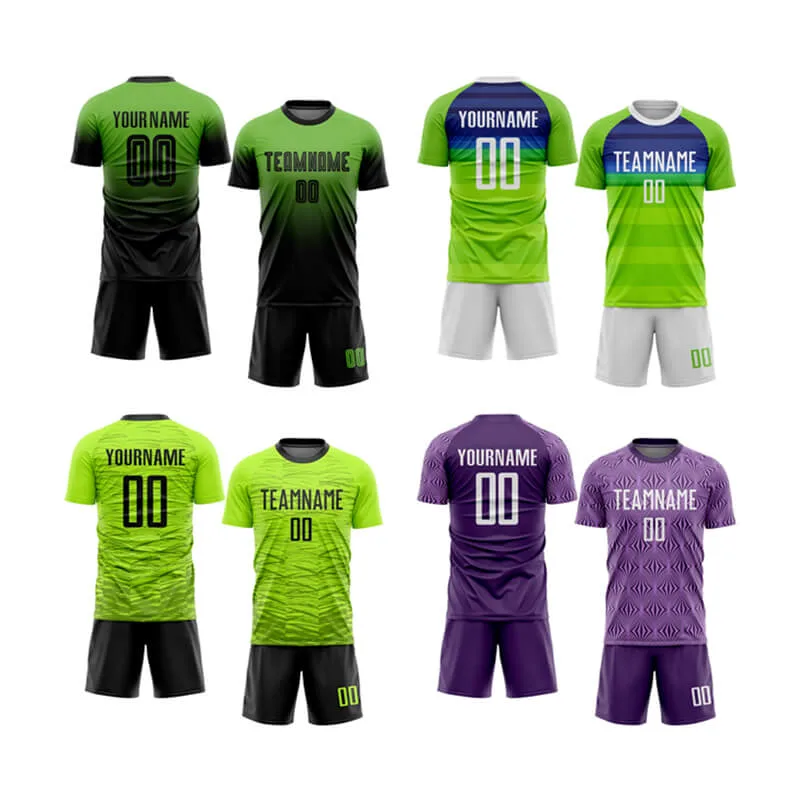 Free Sample Factory Cheap Breathable 100% Polyester Sports Wear Jersey Soccer Uniform Football Set