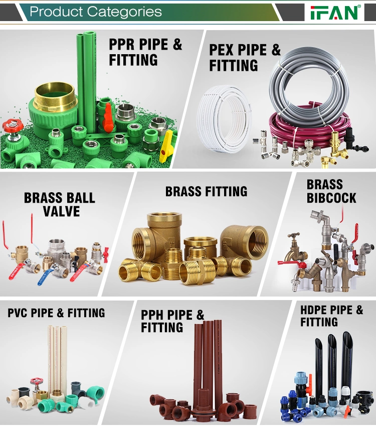 Ifan Pex PPR PVC CPVC UPVC HDPE Pph Hose Bsp NPT Press Compression Plastic Brass Copper Stainless Steel Water Plumbing Pipe Fitting Coupling