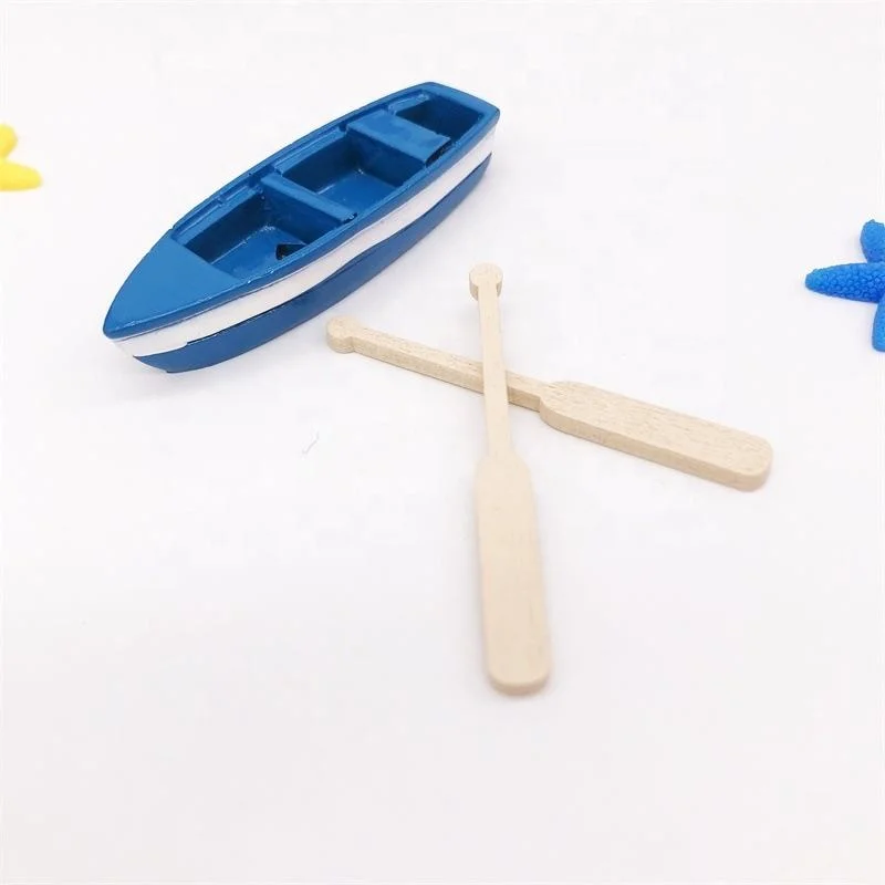 1: 12 Puppenhaus Miniatur blaues Fischerboot für Puppenhaus Dekor Zubehör