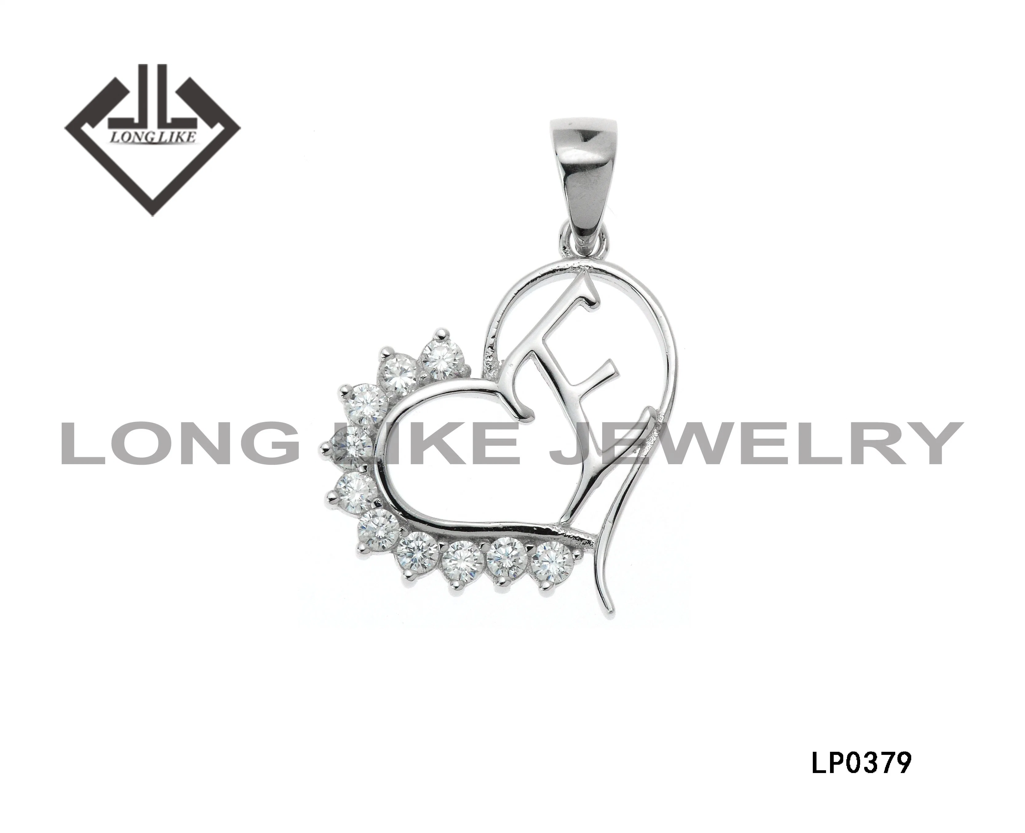 Plata Sterling Silver Jewellery Alphabet lettre coeur pendentif