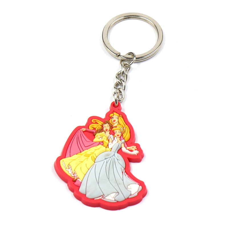 China Factory Custom Made Wholesale Promotional Rubber Soft PVC Animation Film Character Cartoon Princess Keychain
