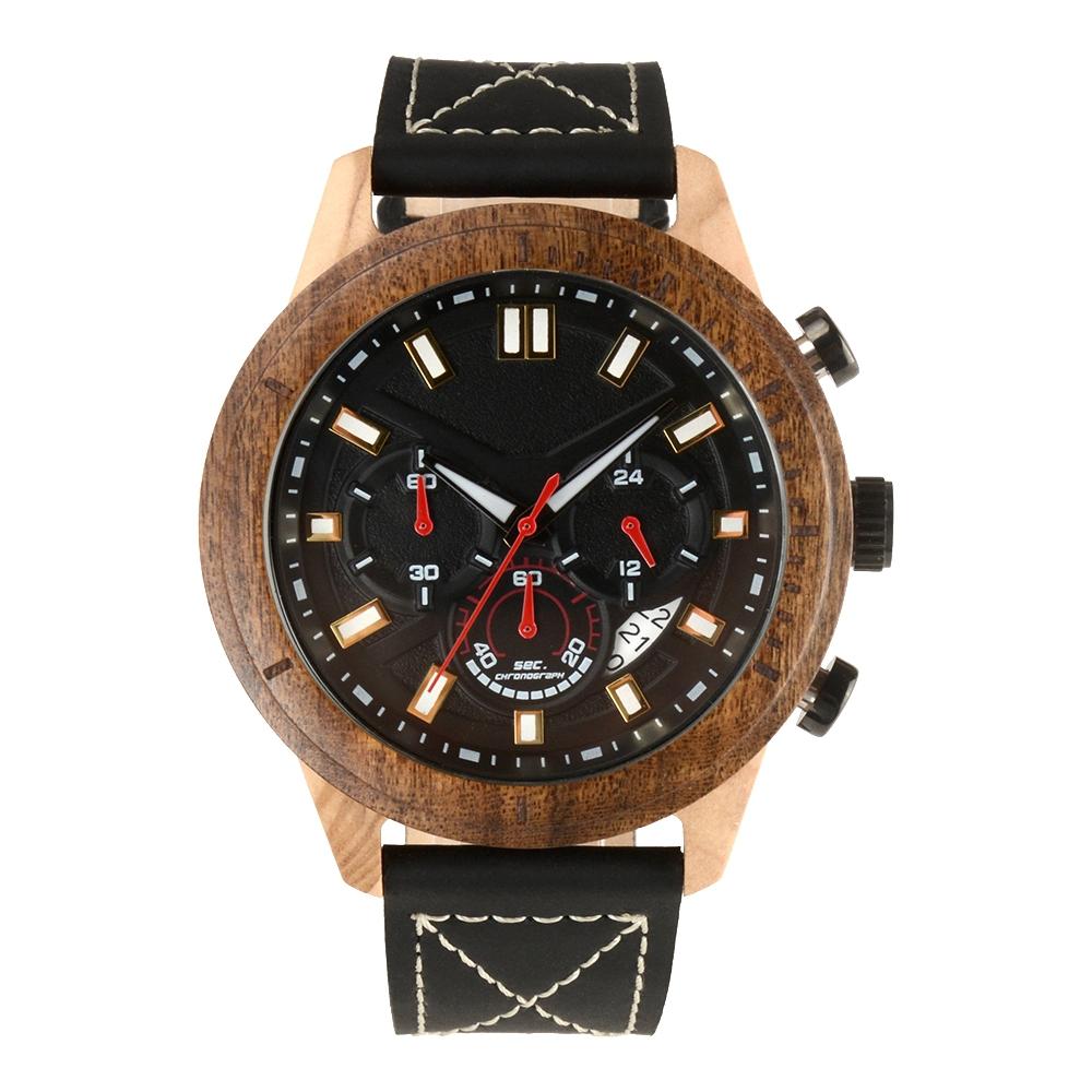 OEM Wooden Watch Luxury with Executive Leather Strap Men Watches
