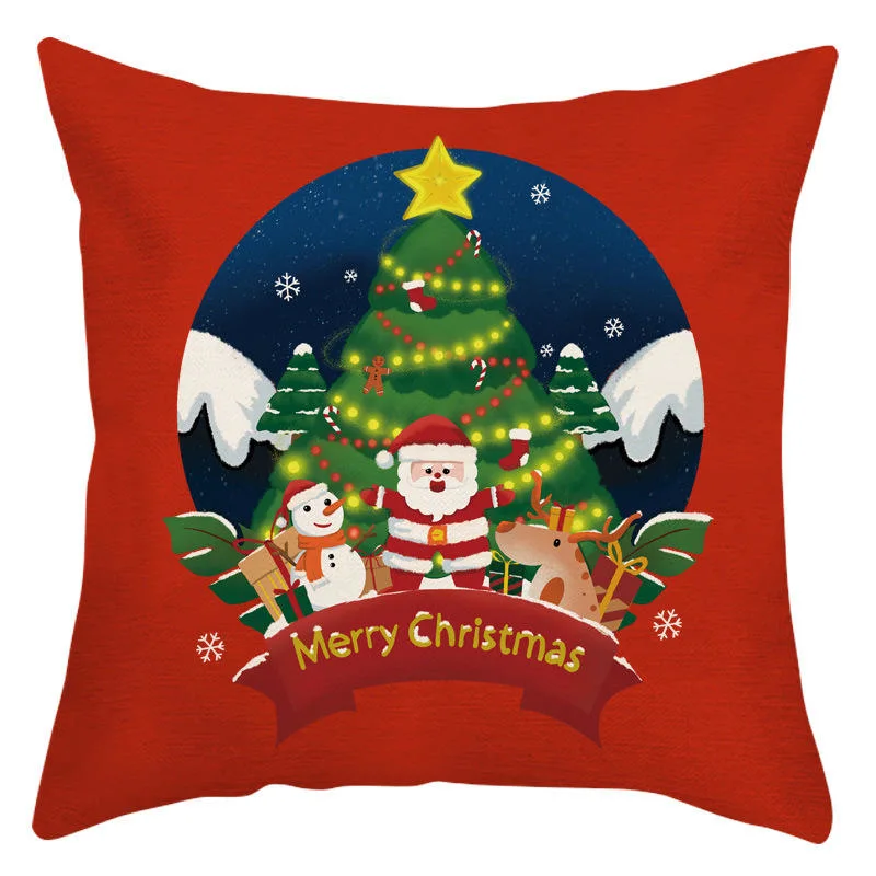 Top Selling Santa Claus Printing Velvet Cushion Cover Living Room Bedroom Car Hotel Christmas Cushion Cover