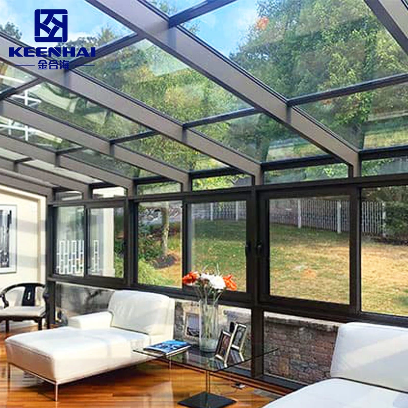 Prefab Lean to Sunroom Conservatory Greenhouse Sun Room Sunroom vidrio Casa Jardín de aluminio de invierno