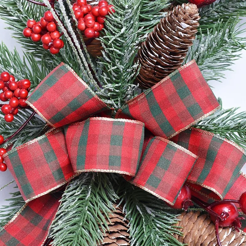 30cm Decorative Christmas Wreath with Red Berries and Pinecone Mixed