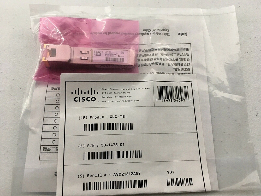 وحدة جهاز إرسال/استقبال Cisco GLC-Te= 1000BASE-T SFP لكبر الفئة 5 وحدة شبكة ألياف ضوئية لمحول Ethernet السلكي