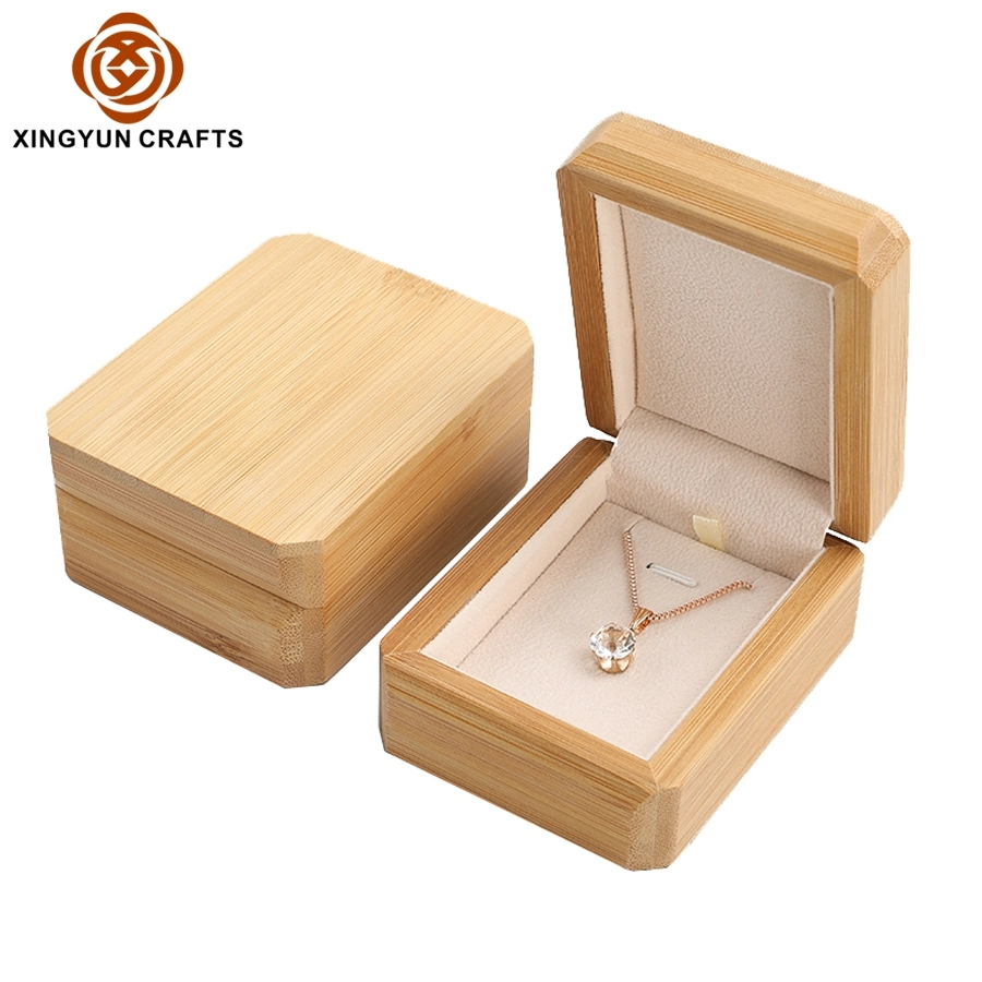 Natural Bamboo Jewelry Pendant Necklace Display Box Customized Real Bamboo Gift Package Box