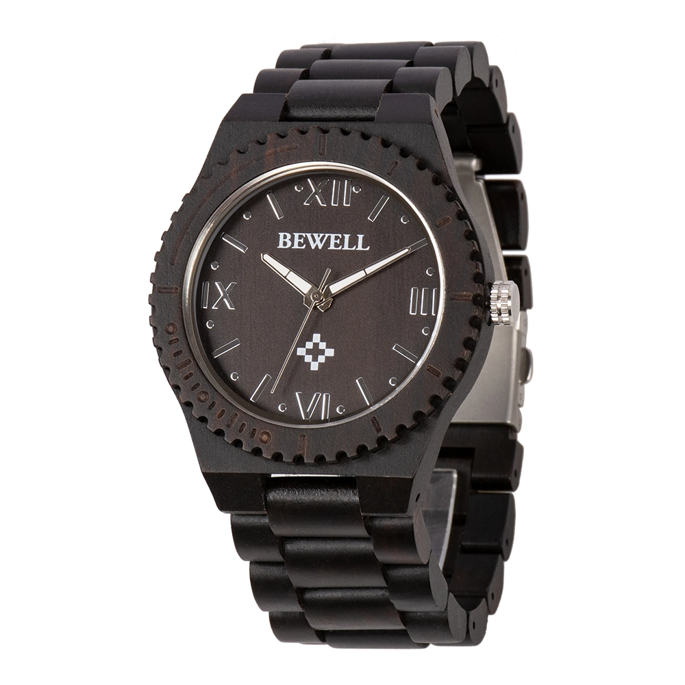 Ready to Ship Bewell Ebony Wooden Watches Men Luxury Miyota Quartz Watch