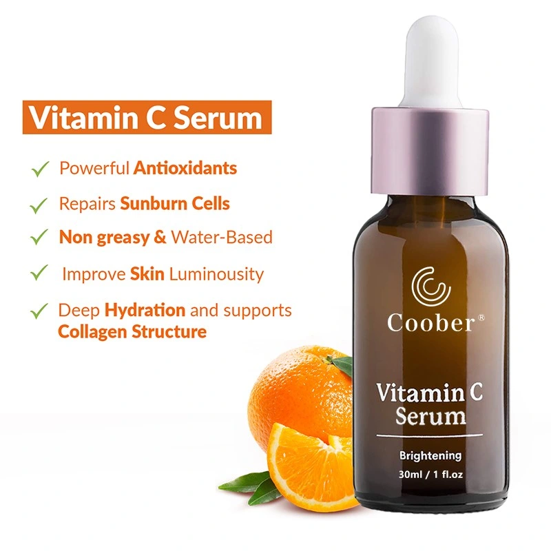 Sérum à la vitamine C biologique en gros pour réduire les taches sombres, les ridules et les rides.