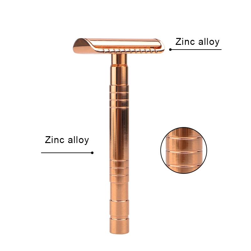 Cheaper Price Safety Razor Rose Gold Women&prime; S Shaving Brass Handle Shaving Razor for Ladies Smooth Wet Shaving Experience