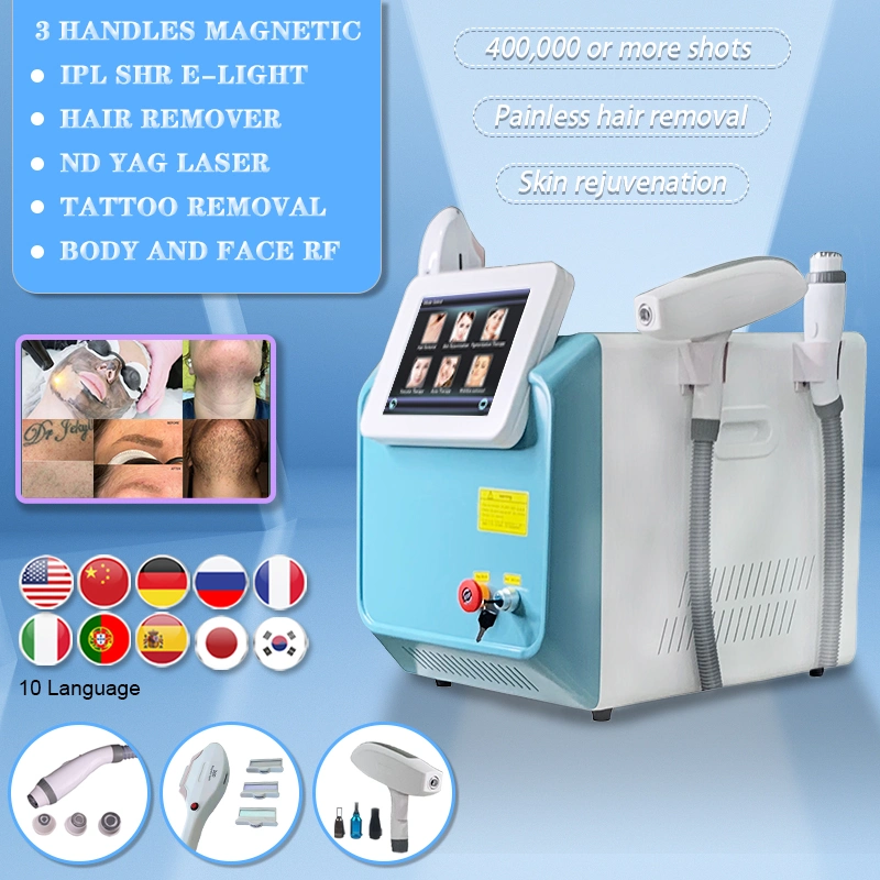 ADG Multifunktionales Beauty Machine 3-in-1 E-Light Opt RF ND-YAG IPL Laser-Haarentfernungsgerät