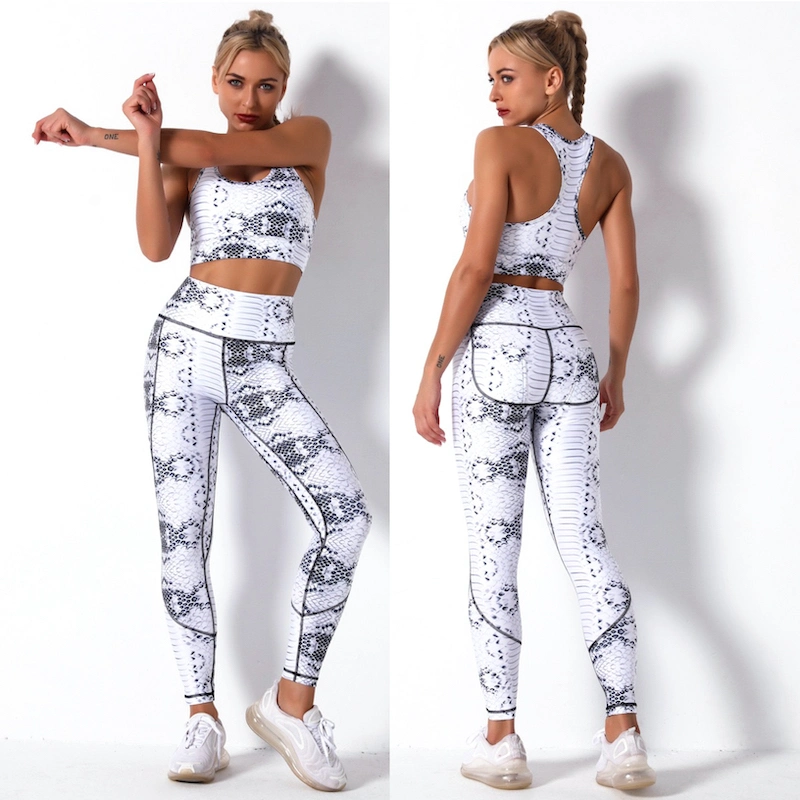 Sexy Sommer Workout Outfits Tie Dye Athletic Kleidung, Plus Size Tiermuster Schlangenmuster Gym Bh + Hoch Taillierte Leggings Activewear Yoga Passendes Set